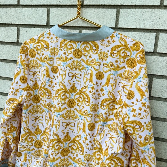 NicoBlu Capri Tunic Blush Pink Gold French Regency Ribbon Print Cotton XL Boho - Picture 9 of 10